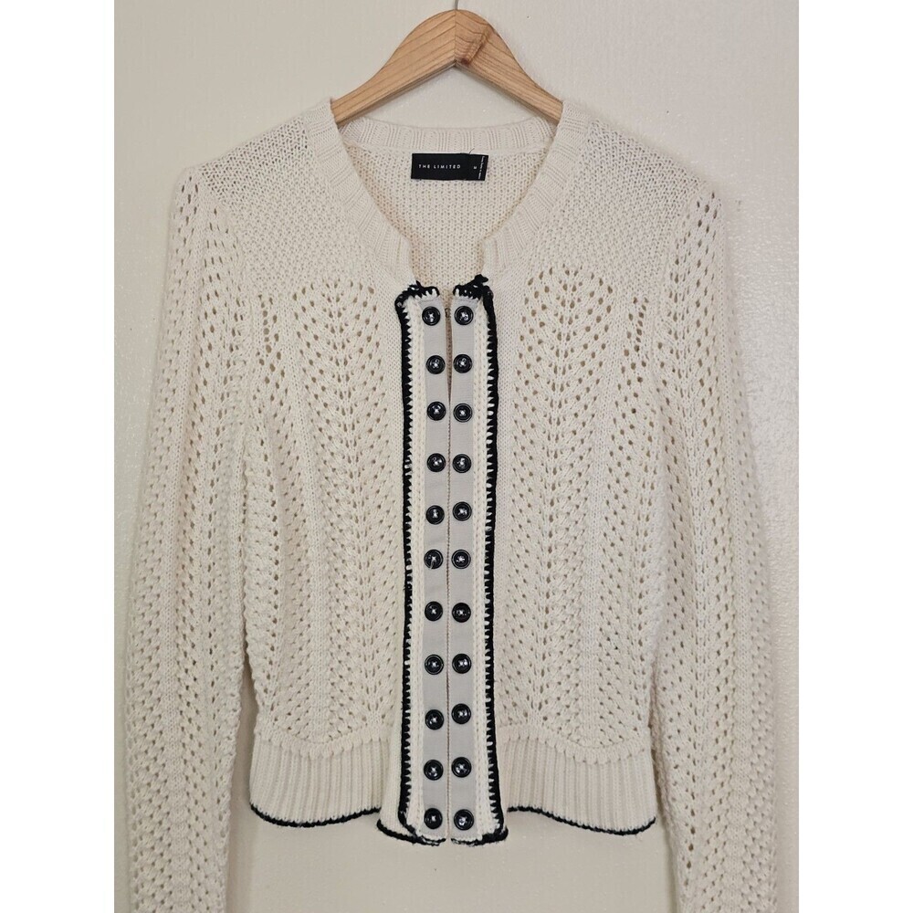The Limited Cream Wool Blend Knit Button Front Cardigan Womens Size Medium - Picture 7 of 13